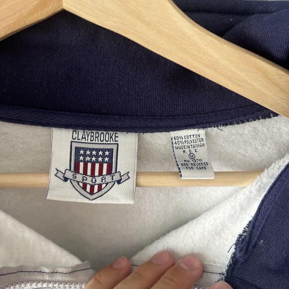 Vintage Embroidered Golf Quarter zip Men’s Medium Pullover Eagle Sweatshirt - Picture 5 of 8